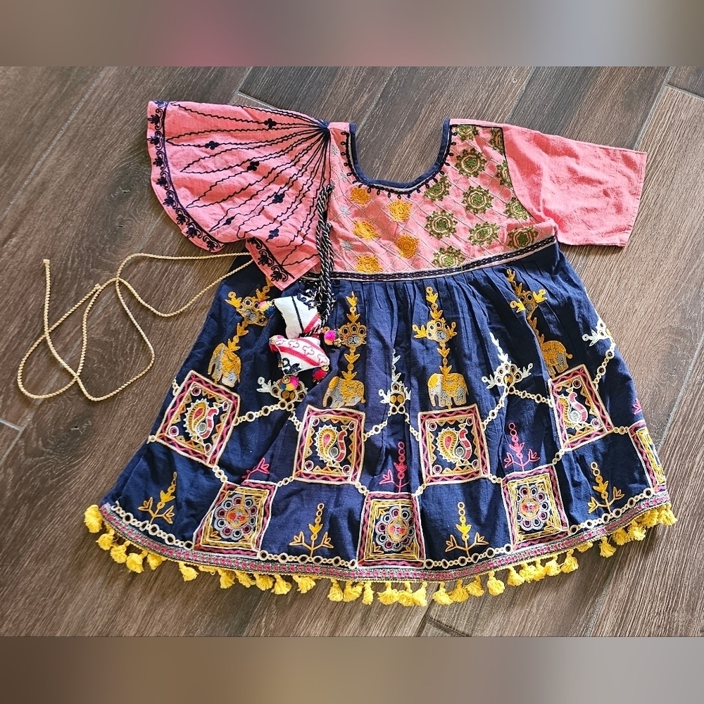 MESMOREA Bollywood Indian Pakistani Ethnic Navratri Kediya Linen Sz XL Beautiful